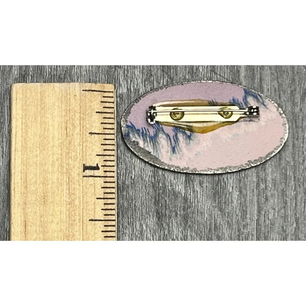 Iridescent Rainbow Oval Brooch Pin Abstract Art Enamel Resin Fashion Jewelry